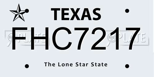 FHC7217 Texas License Plate