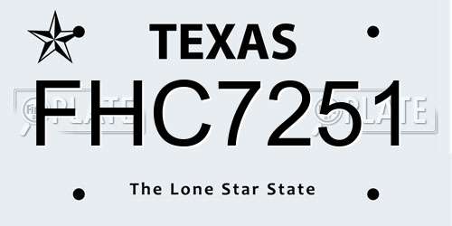 FHC7251 Texas License Plate
