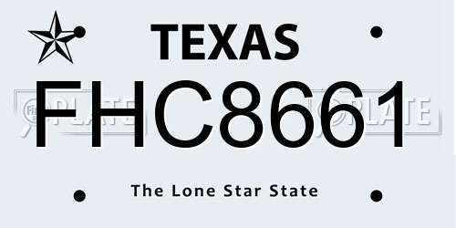 FHC8661 Texas License Plate