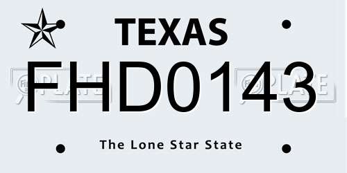 FHD0143 Texas License Plate
