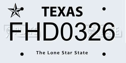 FHD0326 Texas License Plate
