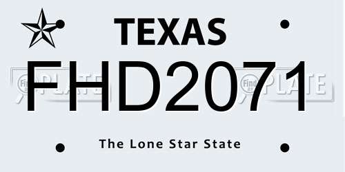 FHD2071 Texas License Plate