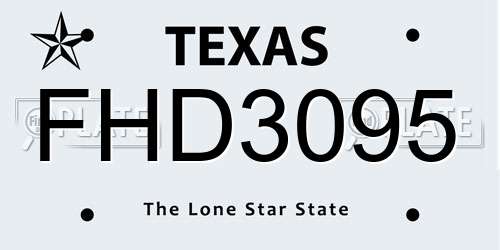 FHD3095 Texas License Plate