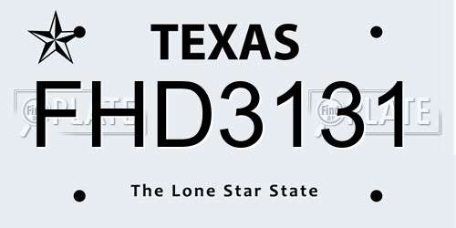 FHD3131 Texas License Plate