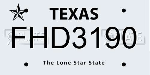 FHD3190 Texas License Plate
