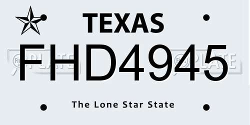 FHD4945 Texas License Plate
