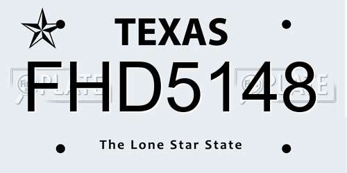 FHD5148 Texas License Plate