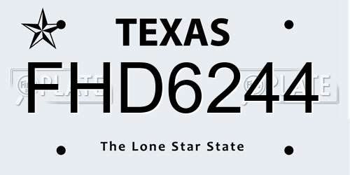 FHD6244 Texas License Plate