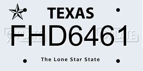 FHD6461 Texas License Plate