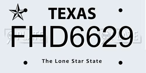 FHD6629 Texas License Plate