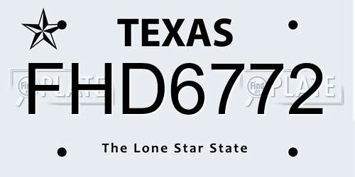 FHD6772 Texas License Plate