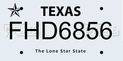 FHD6856 Texas License Plate