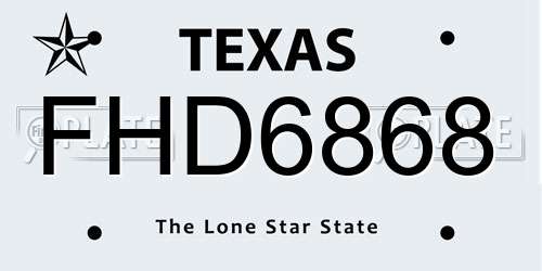 FHD6868 Texas License Plate
