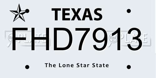 FHD7913 Texas License Plate