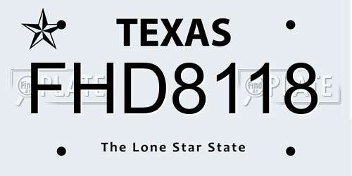 FHD8118 Texas License Plate