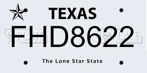 FHD8622 Texas License Plate
