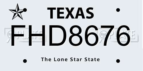 FHD8676 Texas License Plate