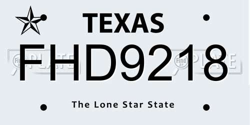 FHD9218 Texas License Plate
