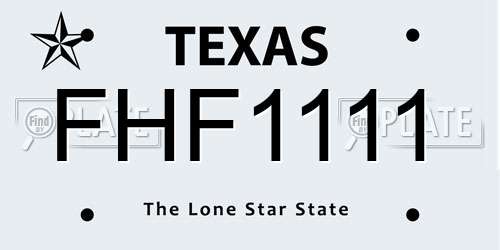 FHF1111 Texas License Plate