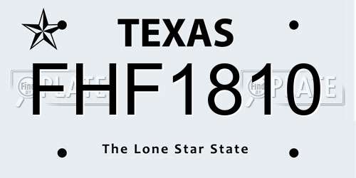 FHF1810 Texas License Plate