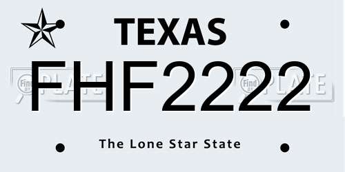 FHF2222 Texas License Plate