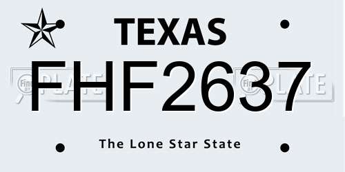 FHF2637 Texas License Plate