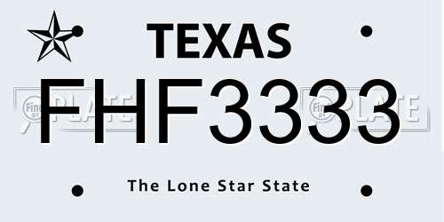 FHF3333 Texas License Plate