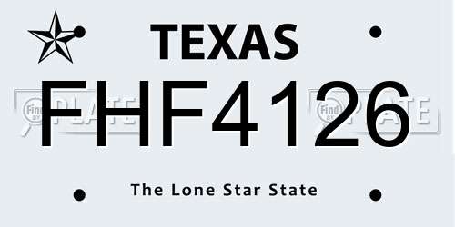 FHF4126 Texas License Plate
