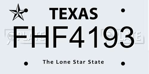 FHF4193 Texas License Plate