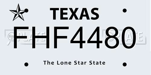 FHF4480 Texas License Plate