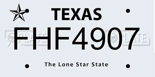 FHF4907 Texas License Plate
