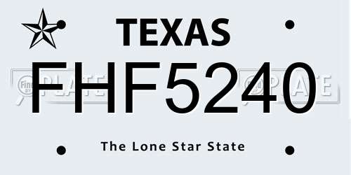 FHF5240 Texas License Plate