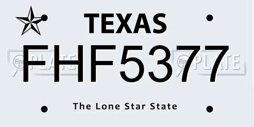 FHF5377 Texas License Plate