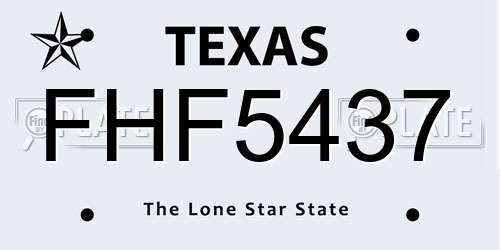 FHF5437 Texas License Plate