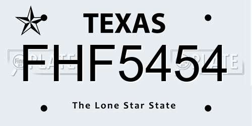 FHF5454 Texas License Plate