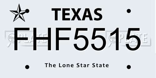 FHF5515 Texas License Plate