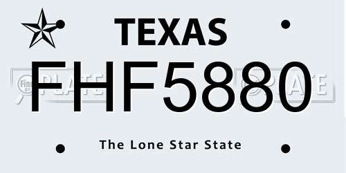 FHF5880 Texas License Plate