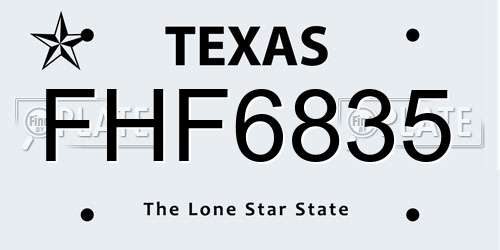 FHF6835 Texas License Plate