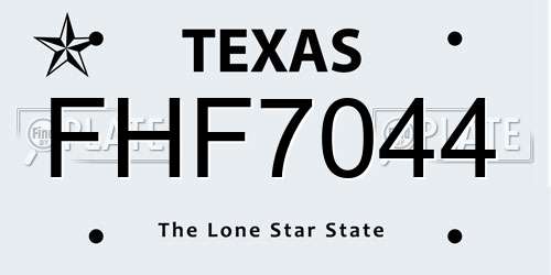FHF7044 Texas License Plate