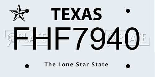 FHF7940 Texas License Plate