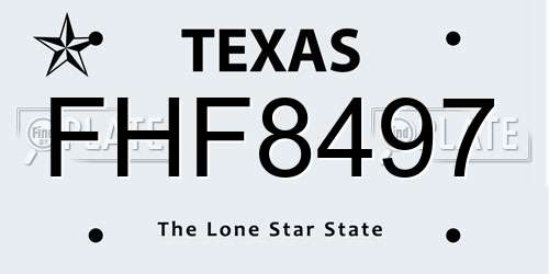 FHF8497 Texas License Plate