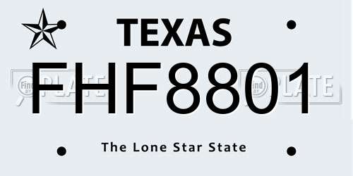 FHF8801 Texas License Plate