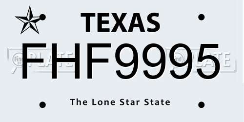 FHF9995 Texas License Plate