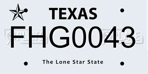 FHG0043 Texas License Plate