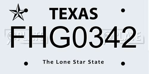 FHG0342 Texas License Plate