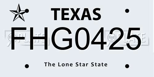 FHG0425 Texas License Plate