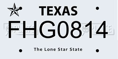 FHG0814 Texas License Plate