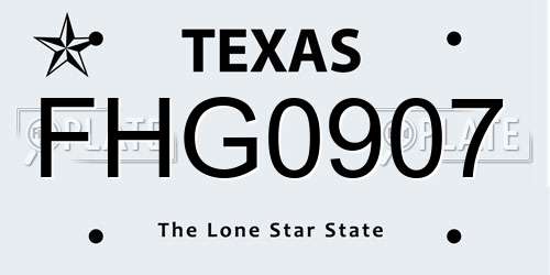FHG0907 Texas License Plate