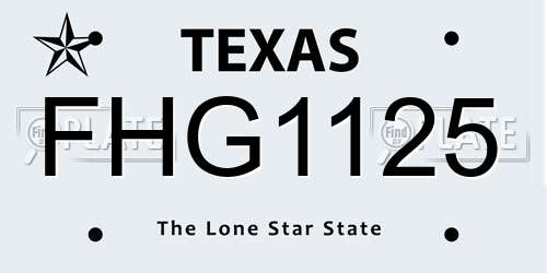 FHG1125 Texas License Plate