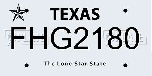 FHG2180 Texas License Plate